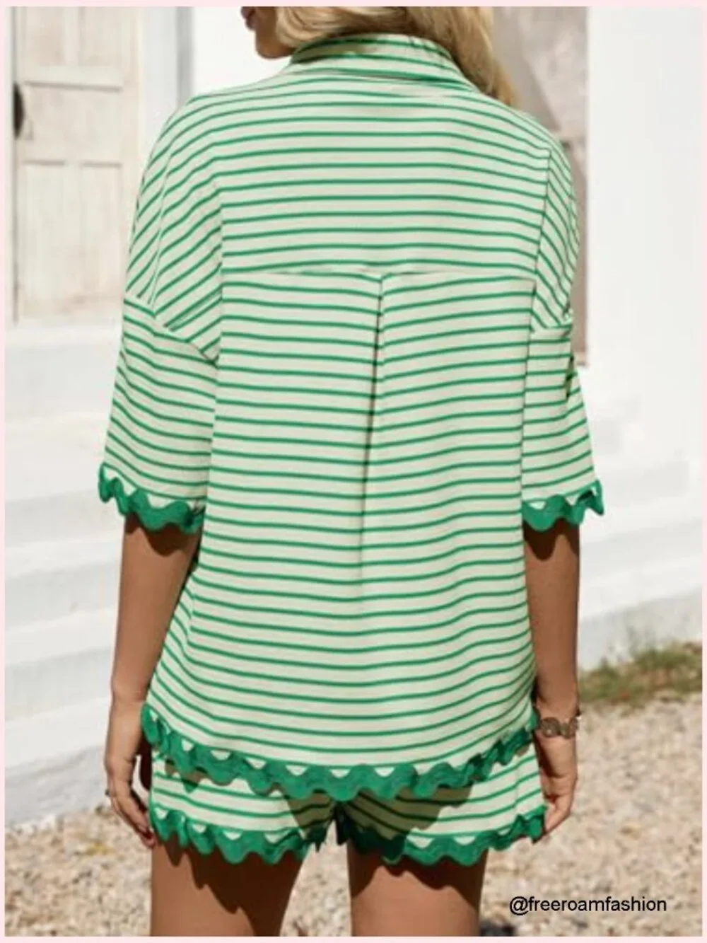 Two Piece Lounge Set Short Sleeve Button Down Shirt and Shorts Matching Set